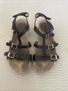 Classic Black Multi-Buckle Women's Sandals with Ankle Strap